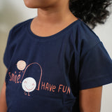 Navy and orange knitted cotton night suit