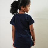 Navy and orange knitted cotton night suit