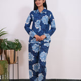 Navy blue cotton night suit