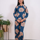 Midnight blue cotton night suit
