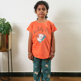 Orange knitted cotton night suit