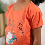 Orange knitted cotton night suit