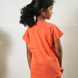Orange knitted cotton night suit
