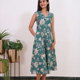 Emerald cotton shirt dress(attached sleeves)