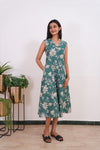 Emerald cotton shirt dress(attached sleeves)