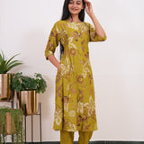 Olive green bloom viscose co-ords set