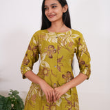 Olive green bloom viscose co-ords set