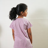 Baby pink knitted cotton night suit
