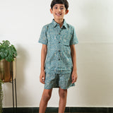 Blue geometric cotton co-ords set