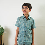 Blue geometric cotton co-ords set