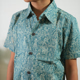 Blue geometric cotton co-ords set