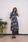 Midnight blue floral cotton co-ords set