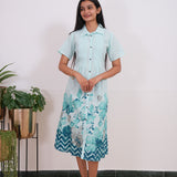 Powder blue cotton ombre shirt dress