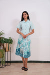 Powder blue cotton ombre shirt dress