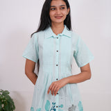 Powder blue cotton ombre shirt dress