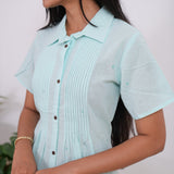 Powder blue cotton ombre shirt dress