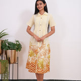 Beige with mustard cotton ombre shirt dress