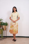 Beige with mustard cotton ombre shirt dress
