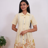 Beige with mustard cotton ombre shirt dress