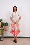 Beige with orange cotton ombre shirt dress