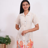 Beige with orange cotton ombre shirt dress