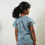 Baby blue knitted cotton night suit