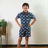 Indigo cotton half sleeve co-ord set