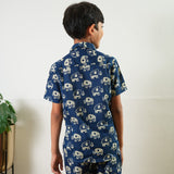 Indigo cotton half sleeve co-ord set