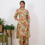 Pista green roses cotton co-ords set