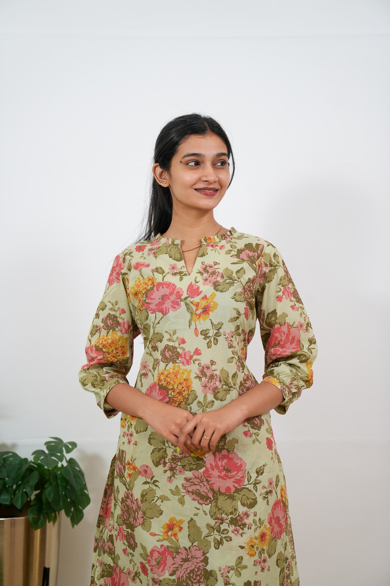 Pista green roses cotton co-ords set