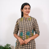 Blue roses checkered cotton co-ords set
