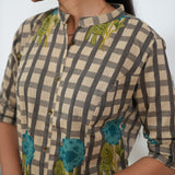 Blue roses checkered cotton co-ords set