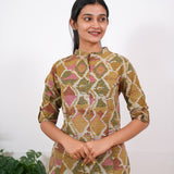 Beige geometric cotton co-ords set