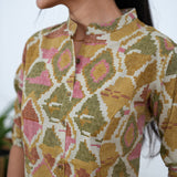 Beige geometric cotton co-ords set