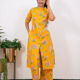 Mustard tulips mandarin cotton co-ords set