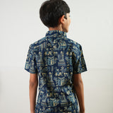 Indigo elephant cotton co-ords set