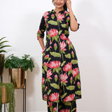 Black tulips mandarin cotton co-ords set