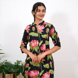 Black tulips mandarin cotton co-ords set