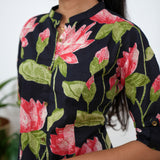 Black tulips mandarin cotton co-ords set