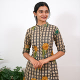 Mustard roses checkered cotton co-ords set