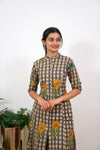Mustard roses checkered cotton co-ords set