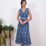 Radhi cotton waist dress-Royal blue