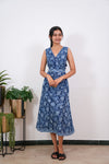 Radhi cotton waist dress-Royal blue