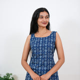 Indigo cotton tunic(attached sleeves)