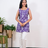 Lavender cotton tunic(attached sleeves)