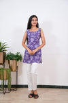 Lavender cotton tunic(attached sleeves)