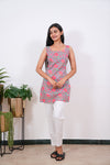 Pink roses cotton tunic(attached sleeves)