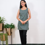 Sea green cotton tunic(attached sleeves)