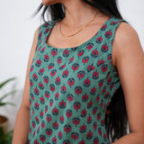 Sea green cotton tunic(attached sleeves)