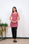 Mauve floral cotton tunic(attached sleeves)